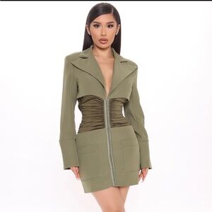 Olive Green Blazer Dress